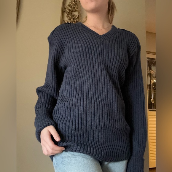 Vintage Navy Blue Woolly Pulley sweater from England - Picture 2 of 8